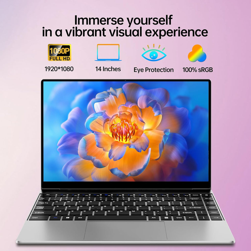 2026 Latest 14'' Laptop, Intel Core i3 Processor, 8GB RAM 256GB SSD (32GB+2TB Expandable), 1080p FHD IPS Display, Webcam, USB3.2 Gen1, WiFi5, Bluetooth5, Mini-HDMI, TF Card Slot, Win 11 Pro, Silver
