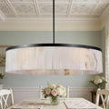 41 Inch Diam Alabaster Round Chandelier, Handmade Natural Stone Ceiling Light, Modren Organic Unique Textures Stone Light Fixture, Hanging Fixture for Kitchen Island, Dining Room, Living Room (Black)