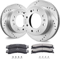 VEVOR Front Brake Kit Compatible with 2011-2019 Chevy Silverado GMC Sierra 2500 3500 HD, Drilled and Slotted Brake Rotors Ceramic Brake Pads Replacement Kit, 14' Front Rotors