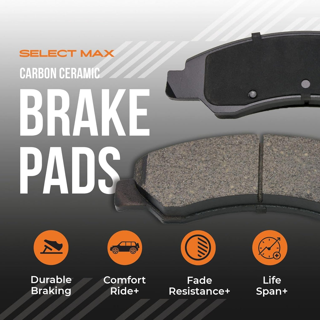 Max Advanced Brakes Front & Rear Brake Kit Compatible With 2006-2008 2009 2010 2011 Acura CSX Premium Touring iTech Replacement Cross Drilled Disc Brake Rotors and Ceramic Brake Pads