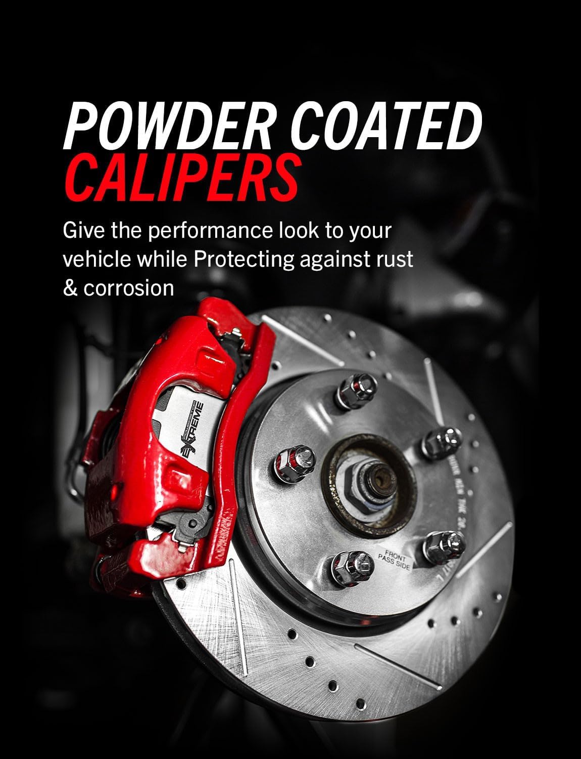 PowerStop Front Brake & Caliper Kit for Jeep Cherokee 1999-01 | Jeep Wrangler 1999-06 - Drilled & Slotted Disc Rotors + Z36 Brake Pads + Red-Powder Coated Calipers, KC2152-36