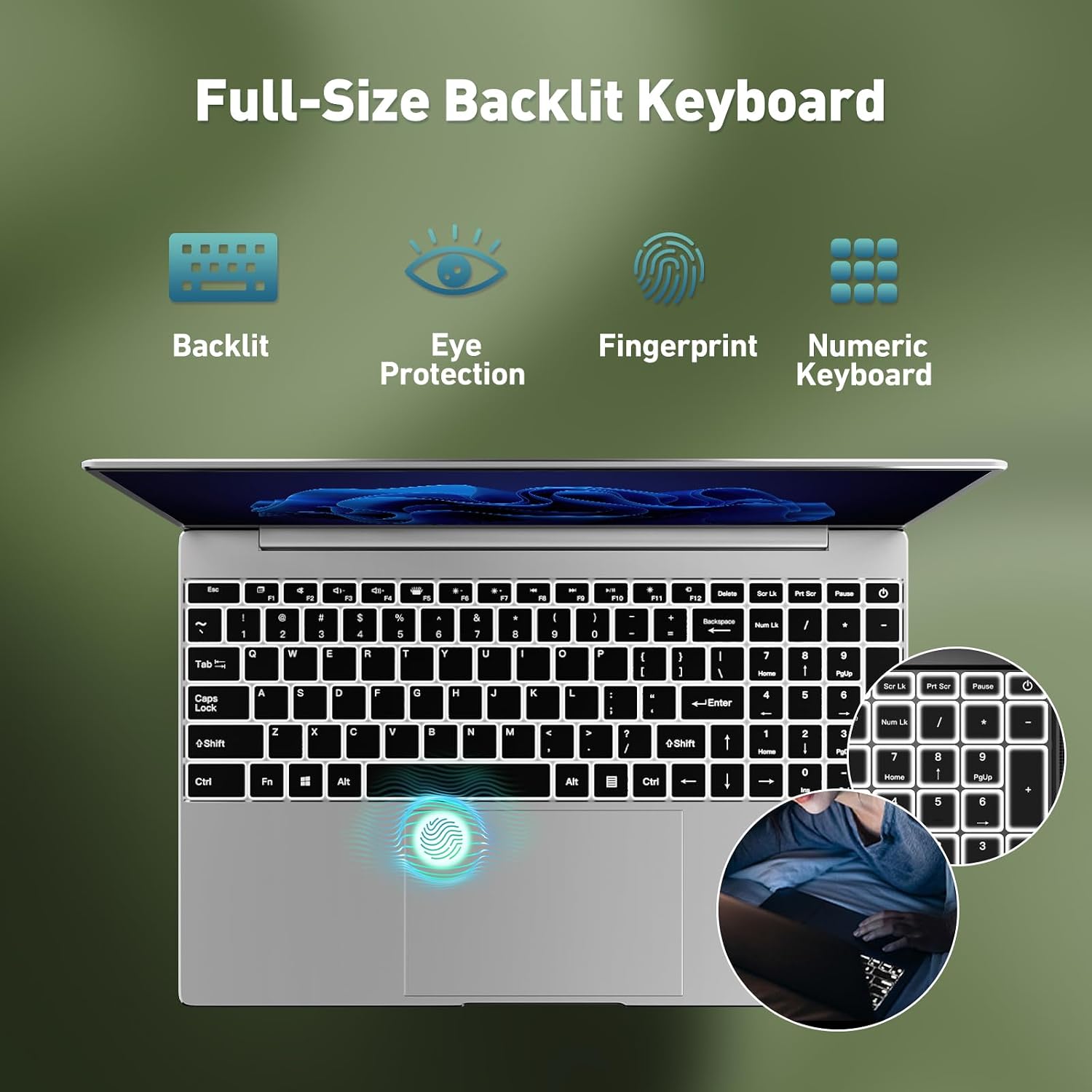 2026 Latest 15.6'' Laptop Compatible with Windows 11, Quad-Core Processor N95(Beat i7-7600U), 8GB RAM 256GB SSD, 1080p FHD Display, Backlit Keyboard, 8000mAh Battery, Mini-HDMI, WiFi5, TF Card Slot