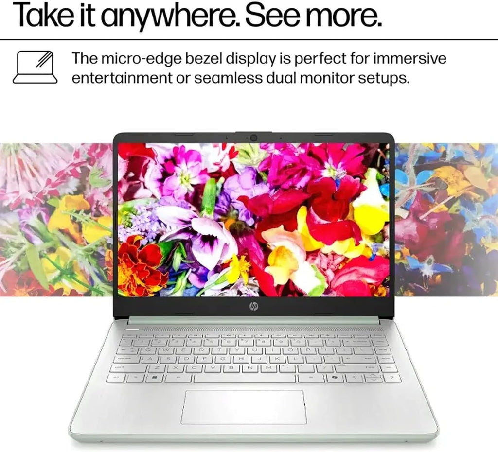 HP 2025 Student Business Laptop Computer - w/1 Year Office 365, 16GB RAM, 128GB UFS & 256GB SD Card, Ai Copilot Intel 4-Core Processor, HD Display, Windows 11 Pro(Green)
