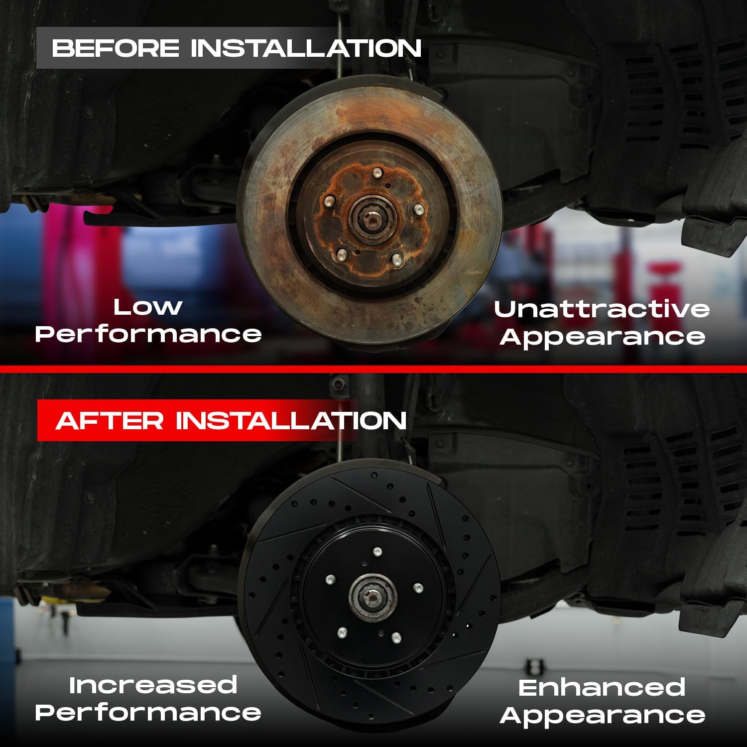 R1 Concepts Front and Rear Brake Kit Fits 2013-2017 Honda Accord| Ceramic Brake Pads and Drilled Slotted Brake Rotors| 11.1' Front & 11.1' Rear