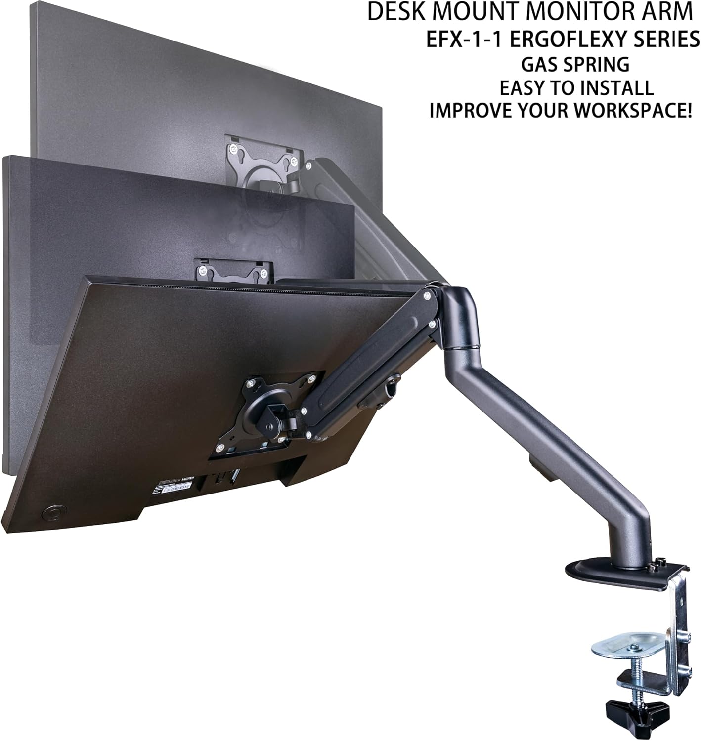 acer 24' Vero FHD IPS Monitor with 4 ms Response Time, Anti-Glare, Adaptive Sync, Integrated Speakers, VESA Mount (100x100mm) & DKZ Hub, Black Color Ergoflexy Single Mount Arm