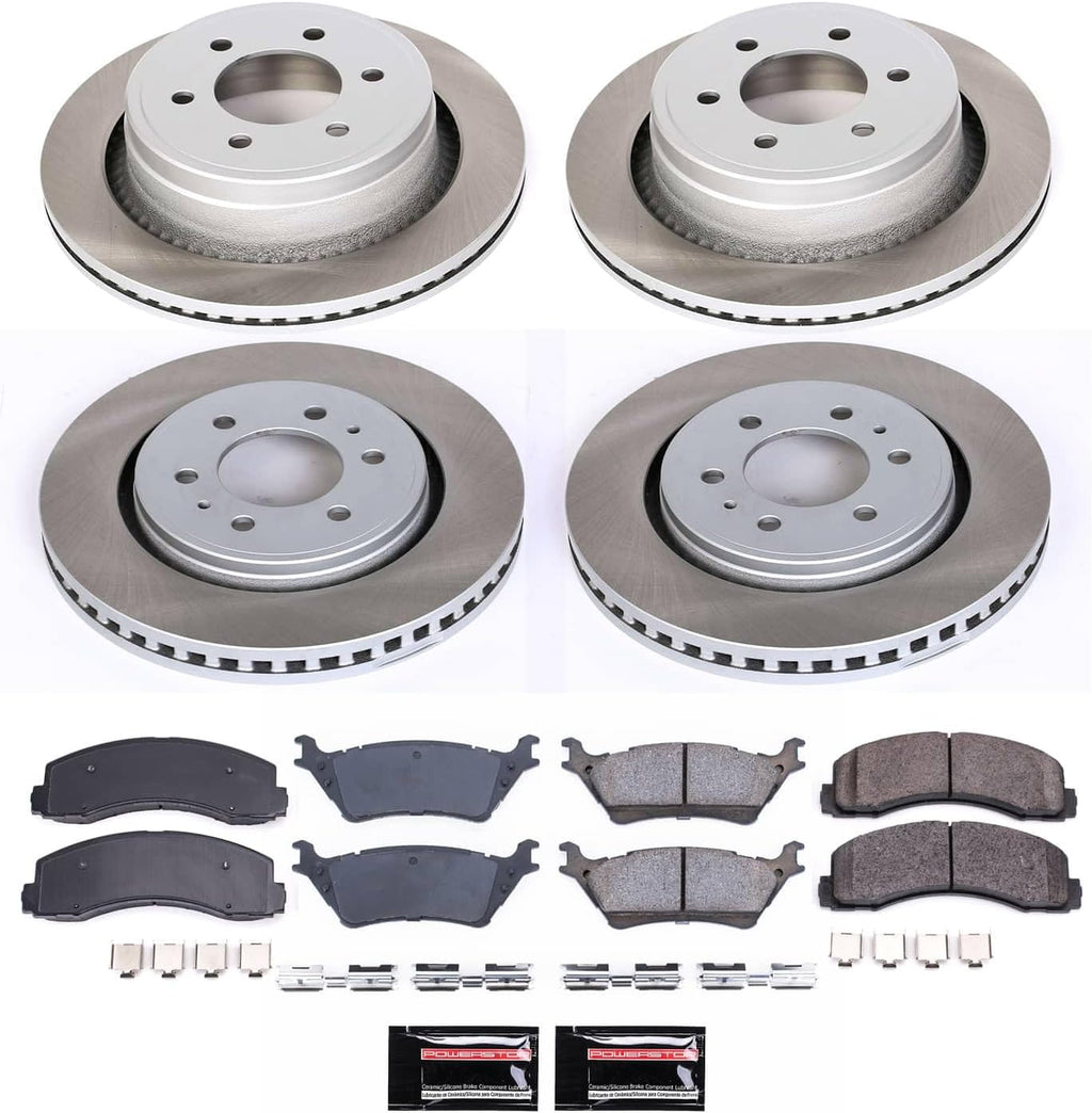 PowerStop Front and Rear Brake Kit for Ford F-150 2012-18 - Ceramic Brake Pads + Semi Coated Rotors Replacement, SC6268