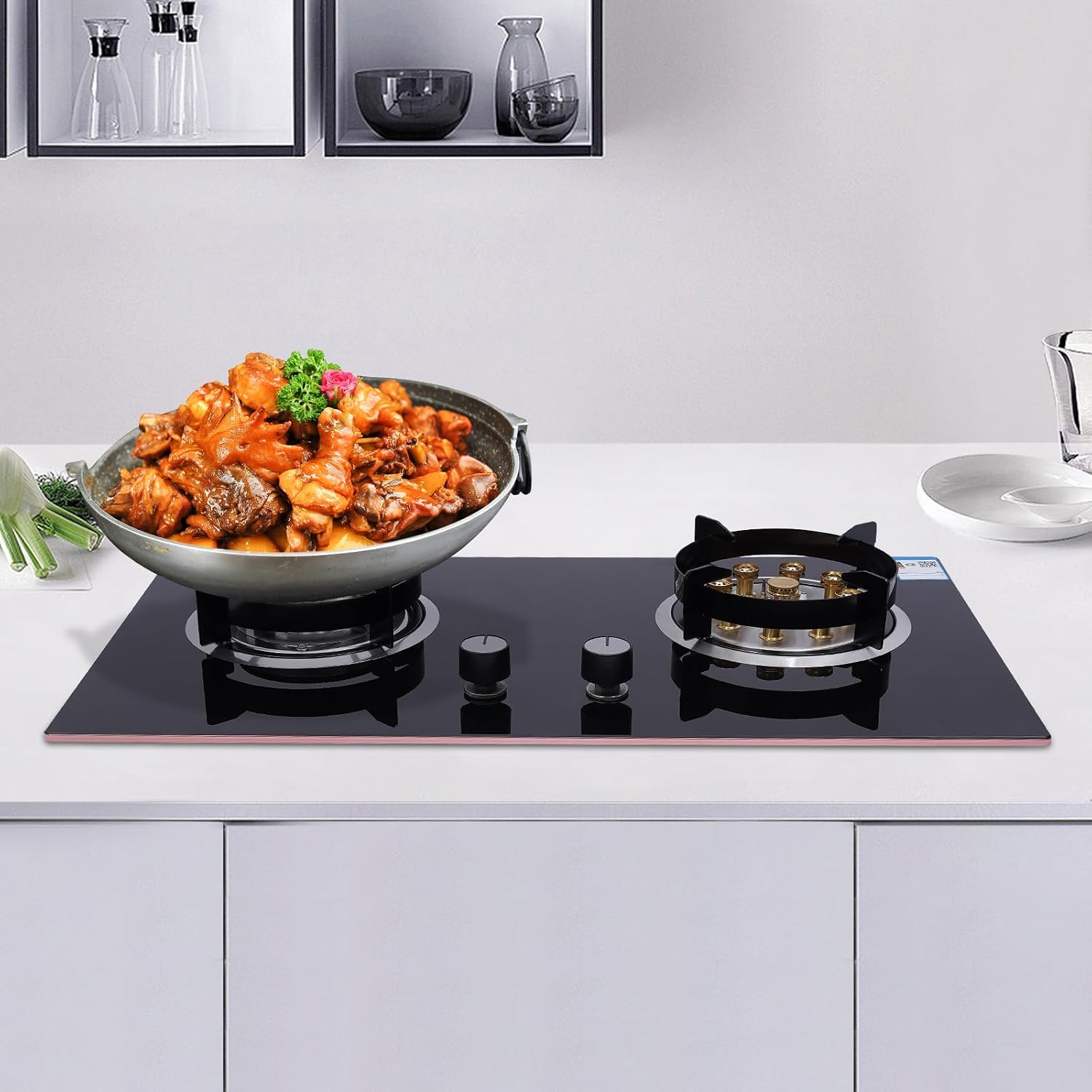 2 Burner Propane Gas Cooktop, Embedded Stainless Steel Gas Stove Top LNG Dual Fuel Countertop Gas Stove, Electronic Pulse Ignition for Apartments Home Kitchen
