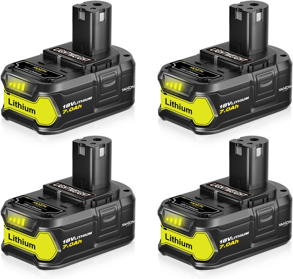 VANON Replacement for Ryobi 18V Battery 7.0Ah Lithium ion 18 Volt Batteries Replacement for Ryobi 18V Cordless Tools P108 P107 P105 P104 P103 4Pack