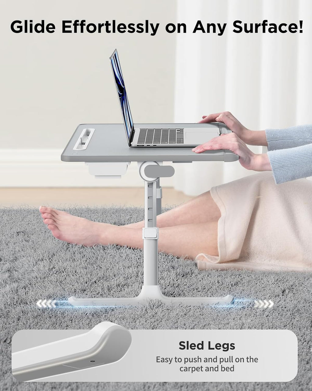 SAIJI Laptop Desk for Bed [Premium XXL Extra Large] with Upgraded Height Angle Adjustable Book Stand,Multi-Purpose Lapdesk Bed Tray Desk for Working Writing Reading Drawing (Grey)