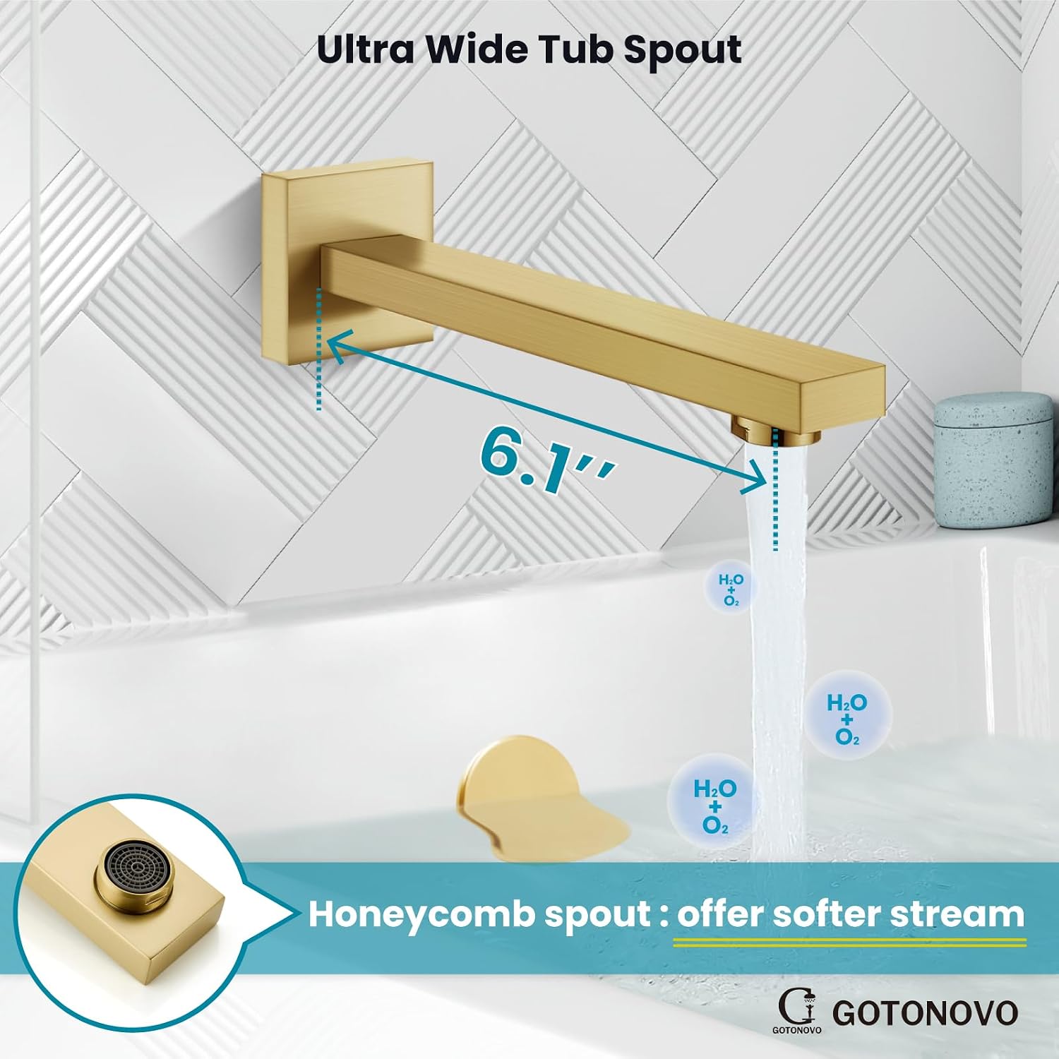 gotonovo Shower System with Tub Spout Wall Mounted Rain Shower Head and Handle Combo Shower Faucet Set with Valve, 12 Inch, Brushed Gold
