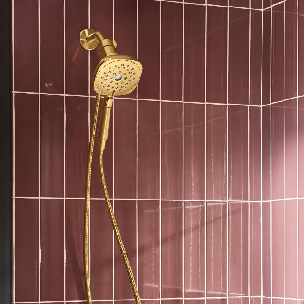Moen Verso Infiniti Dial Square Handheld Shower, 5-Inch Diameter Spray Head, Brushed Gold, 220H5BG