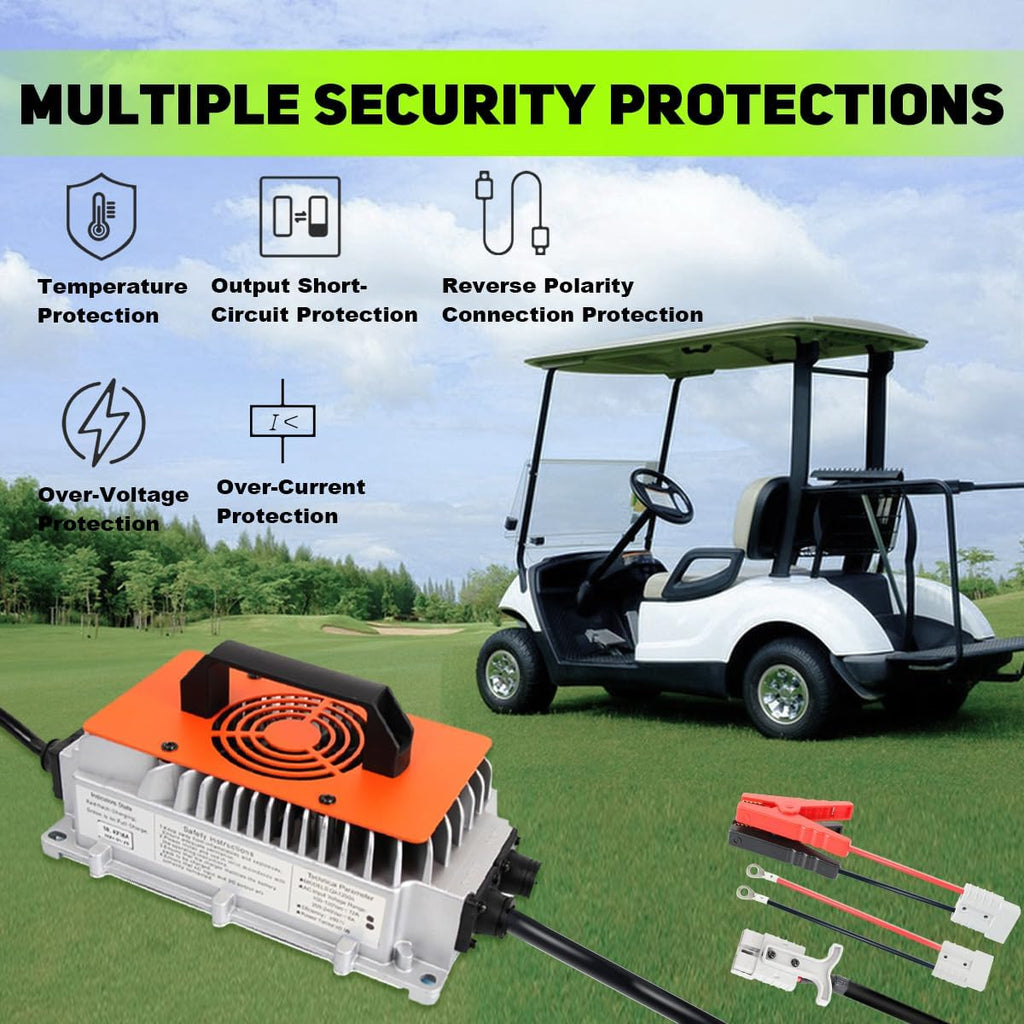 48V 150Ah Lithium Golf Cart Battery Metal Case, with 58.4V 18A LiFePO4 Battery Charger, Mobile APP, Touch Monitor, Built-in 200A BMS, Perfect for Golf Carts ATV Lawn Mower RV