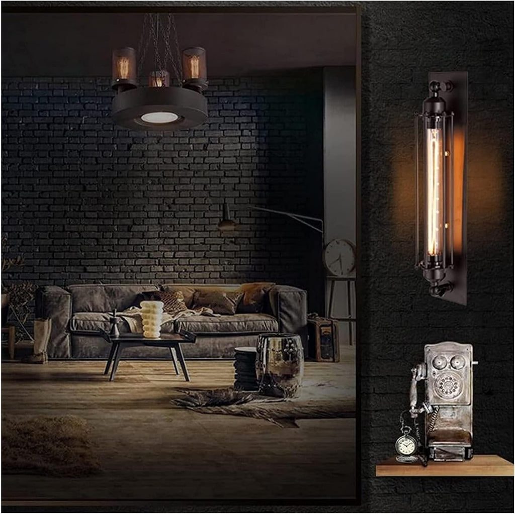 ANALYST Wall Lamp Vintage Black Flute Wall Light Retro Industrial Metal Wrought Iron Retro Bar Restaurant Wall Sconce Wall Mount Sconce Lighting Fixture,Modern Wall Sconces