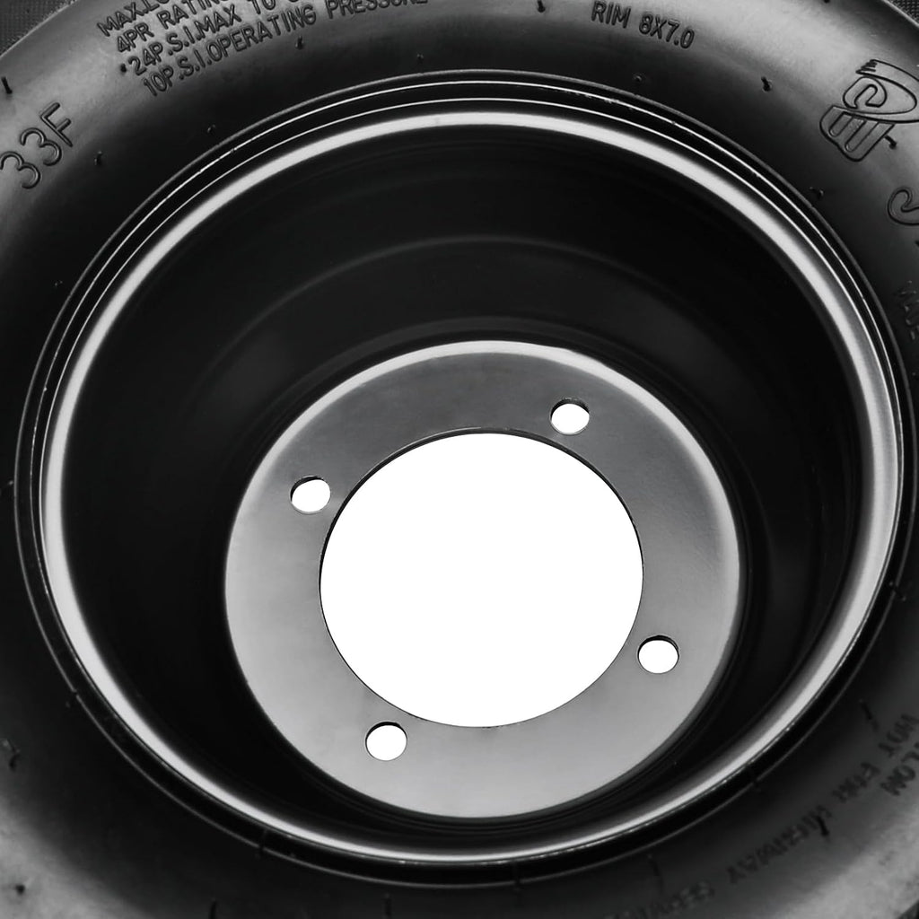 2Pcs 18x9.50-8 Tires & Wheels Rims Set, 4 Lug 110mm Bolt Pattern - Compatible with ATV, UTV, Quad, Riding Lawn Mower, Tractor, Zero Turn Mower, Lawn Tractor