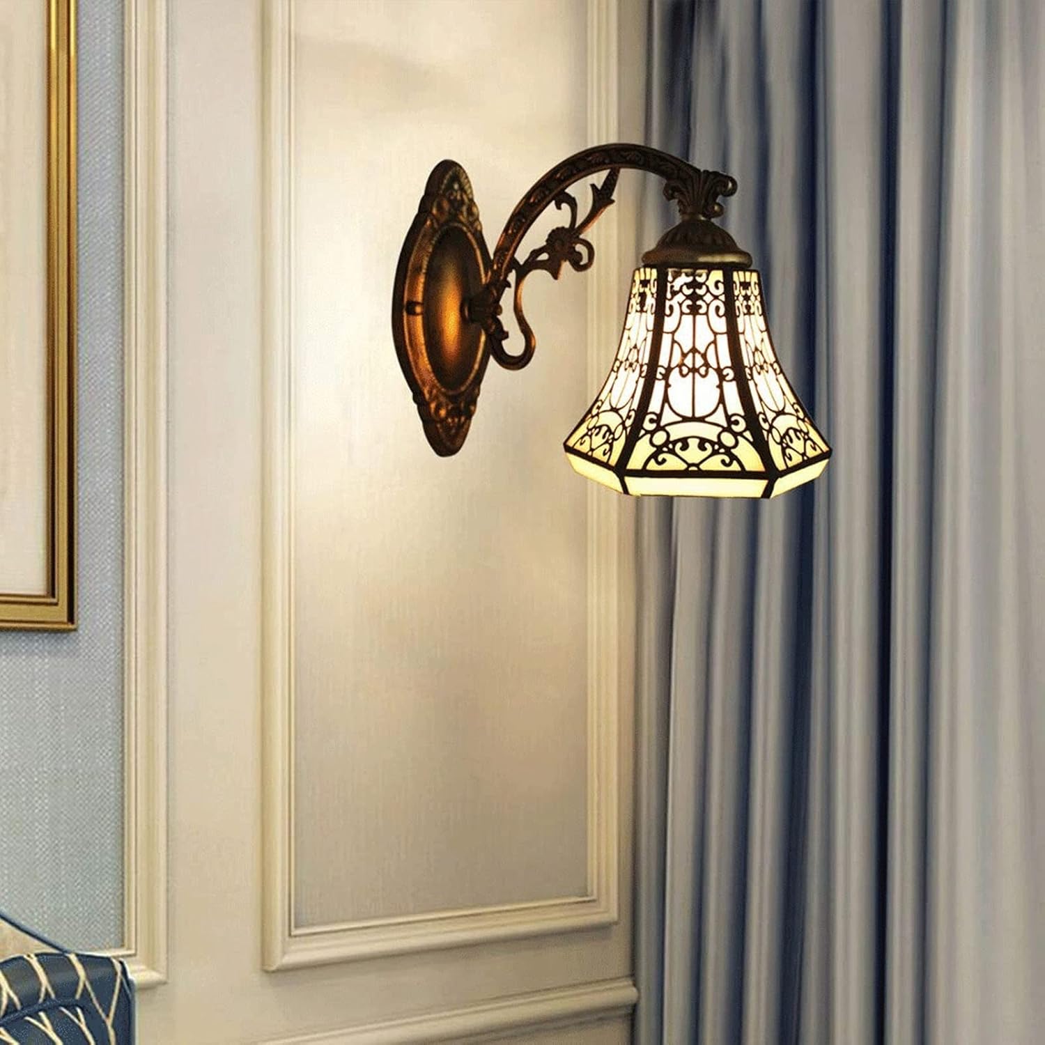 Wall Lamps & Sconces Single-headed wall light made of wrought iron in European style, black handwoven lamps and lanterns simple and beautiful bedside lamp classic living room bedroom bathroom lamp
