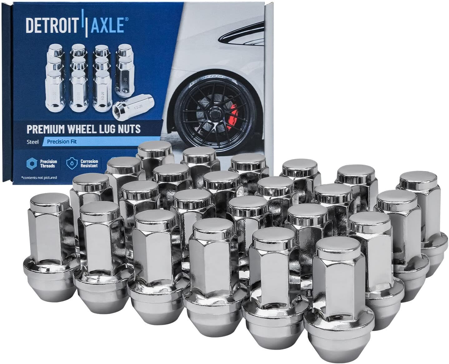Detroit Axle - 4WD Front Brake Kit for 04-08 Ford F-150, 06-08 Lincoln Mark LT, 2 Drilled & Slotted Disc Brake Rotors 2 Wheel Bearing and Hubs 24 Wheel Lug Nuts 2004 2005 2006 2007 2008 Replacement