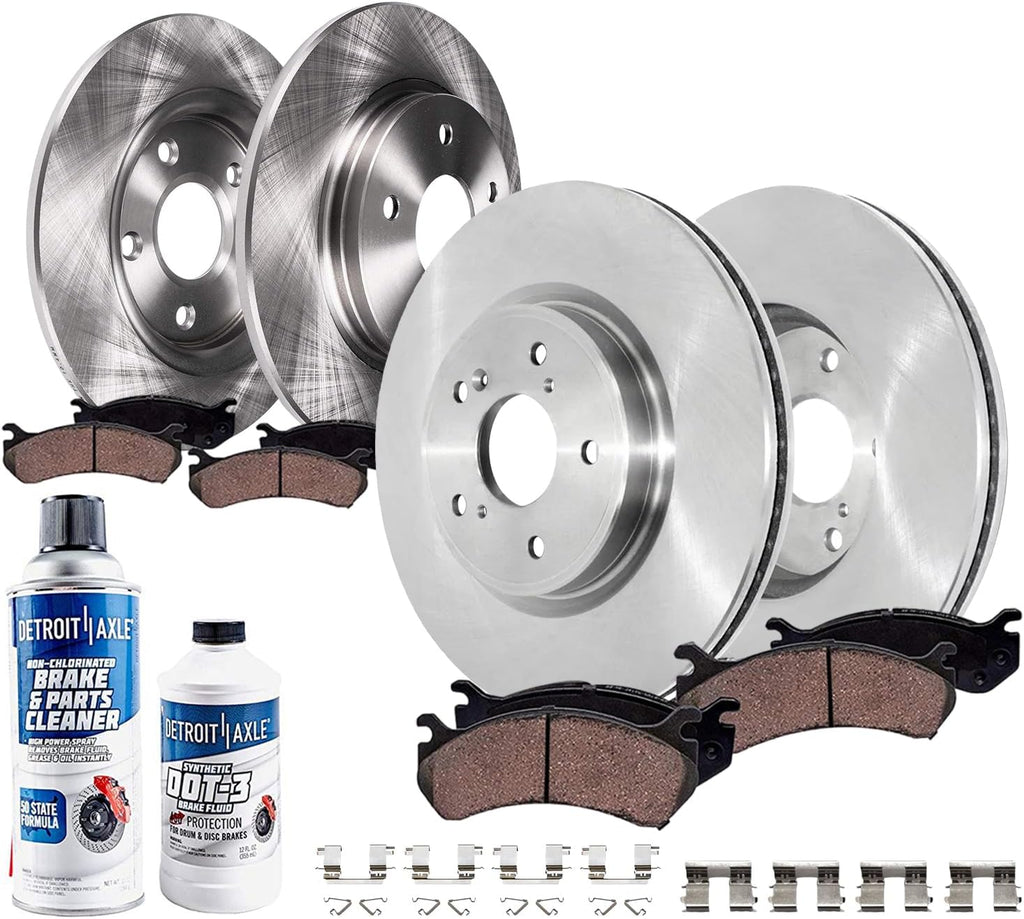 Detroit Axle - 10pc Brake Kit for 2017-2025 Honda CR-V, Disc Brake Rotors Ceramic Brake Pads with Hardware 2018 2019 2020 2021 2022 2023 2024 Replacement: 12.28' inch Front 12.20' inch Rear