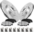 Front Brake Rotors Kit For 2003-2012 Honda Accord(300mm 11.81in ONLY) 1999-2008 Acura TL, Drilled And Slotted Brake Discs And Ceramic Brake Pads 31519 & D1506-7656 Automotive Brake Kit