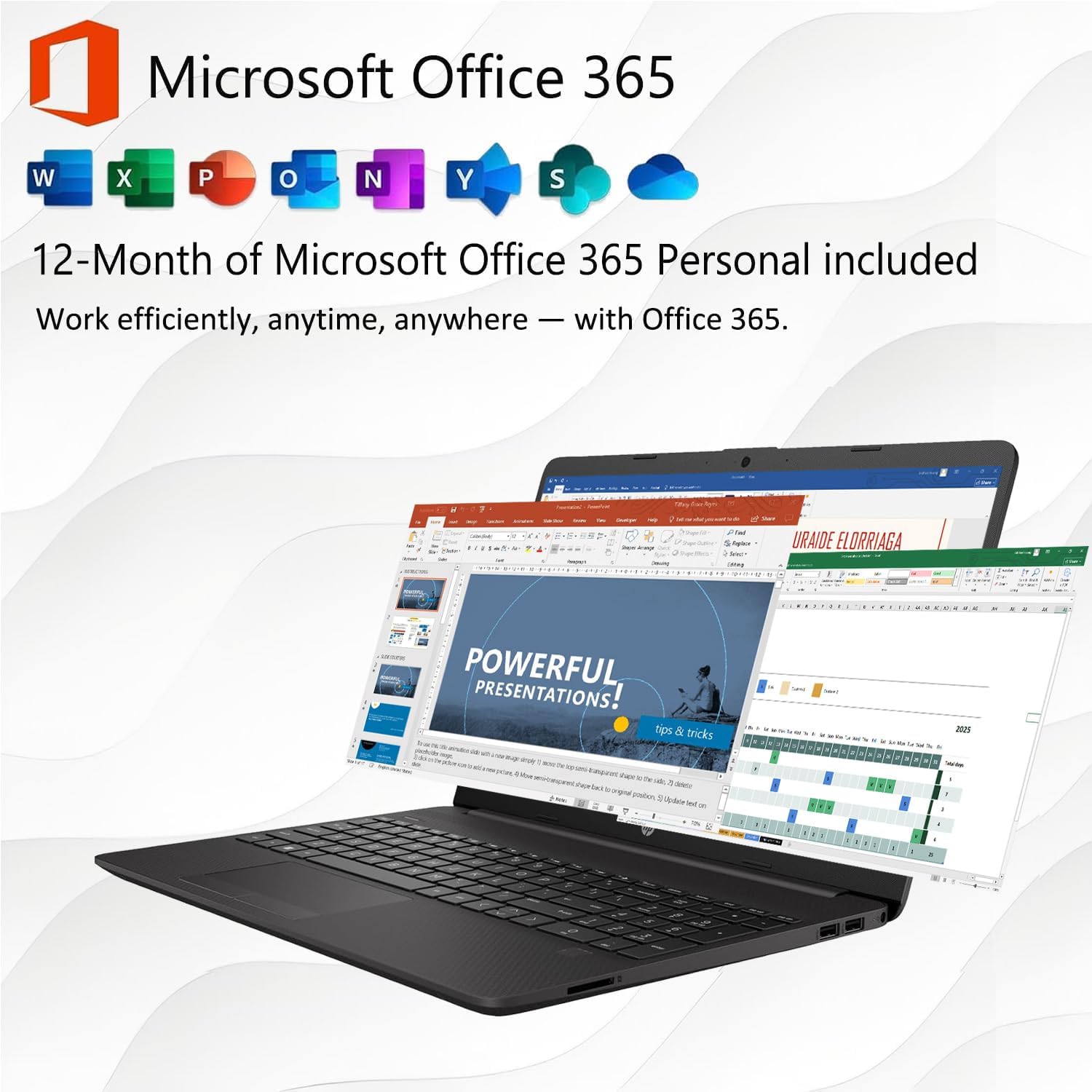 HP 15 Laptop(Include 1 Year Office 365), 16GB RAM, 512GB SSD, 15.6' FHD 1080p IPS Display, AMD Athlon Silver 3050U Processor, Ethernet Port RJ-45, SD Card Reader, Windows 11 Pro, WOWPC Recovery USB