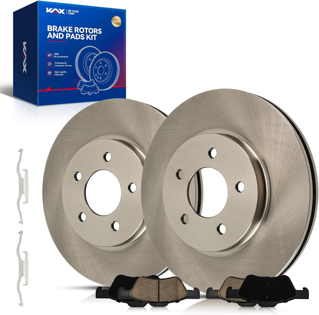 KAX Front Brake Kit, OE Brake Rotors 54123, Ceramic Brake Pads D1047 Fits Escape 2005-2010, Mariner 2005-2010, Tribute 2005-2006 2008-2010 3.0L, Automotive Replacement Brake Kit