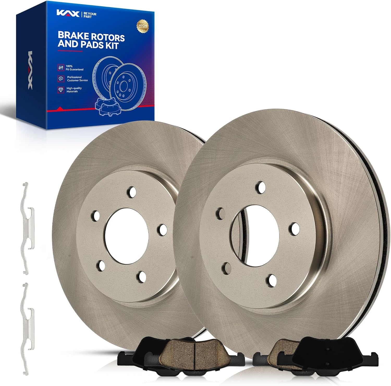 KAX Front Rotors and Brake Pads kit ford Escape 2005-2010, Mercury Mariner 2005-2010, for MAZDA Tribute, Vented Disc Brake Rotor Brake Pad Replacement (#54123+D1047, 11.93inch, 303MM)