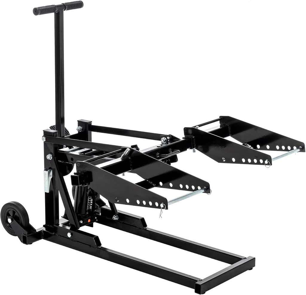 Heavy Duty Lawn Mower Lifts for Riding Tractors, Lawn Mower Jack Lift Zero Turn with Adjustable Hight Lock, Lawn Tractor Lifts & Zero Turn Lift with Wheels/Handle, Foot-Operated, 550 LBS Capacity