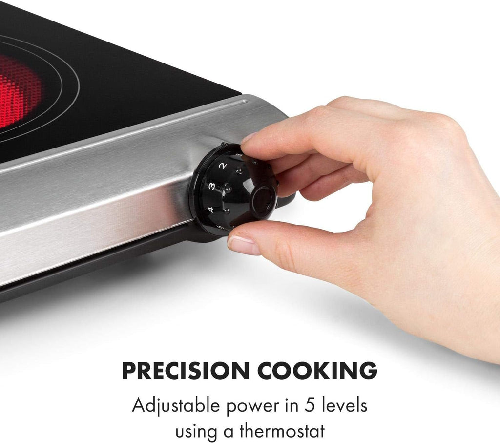 Klarstein 2 x 2400 W built-in ceramic hob, 2-burner hob, ceramic hob, ceramic hob, ceramic hob, stainless steel electric hob