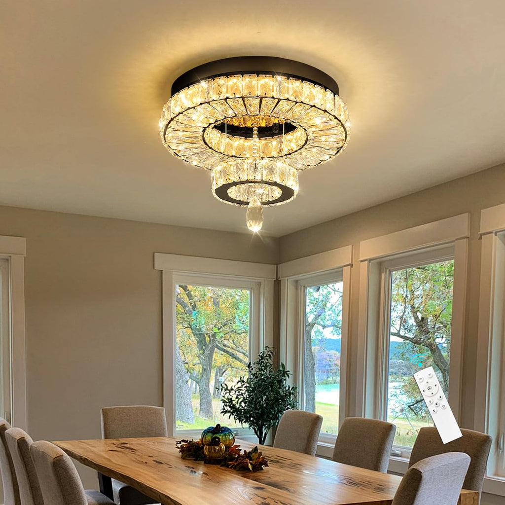 Modern Chandelier Bedroom Light Indoor LED Dimmable Lights Ceiling Chandeliers for Dining Room Kitchen Entryway Black 20W LEDs Fixtures 1600 Lumens