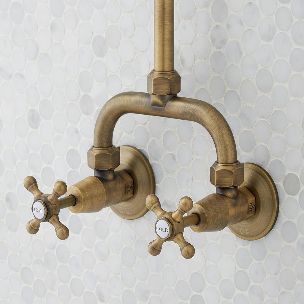 Signature Hardware 370008 Baudette Exposed Wall Mounted Shower with Rainfall Shower Head - Oil Rubbed Bronze