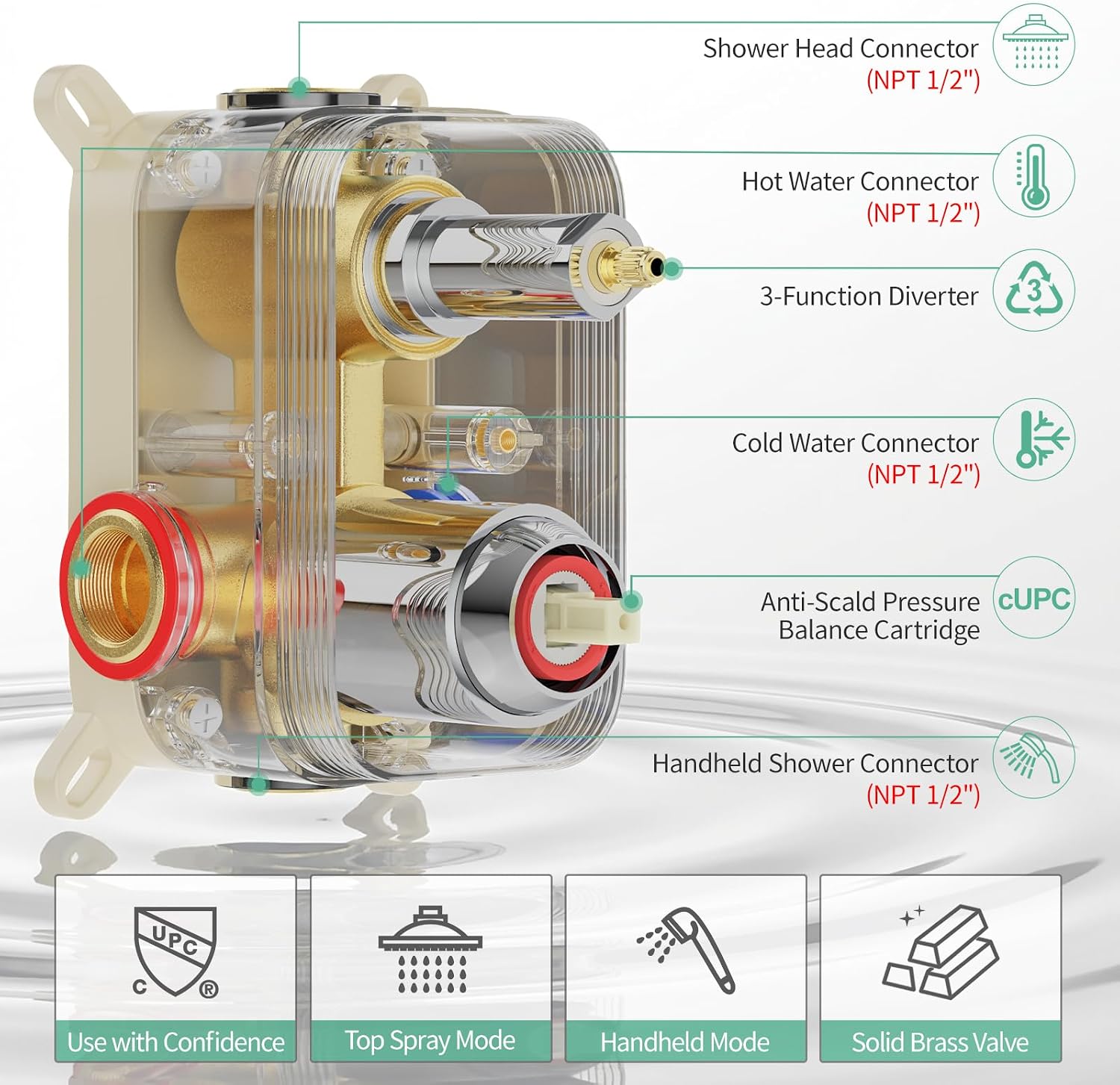 SR SUN RISE 16 Inches Polished Chrome Shower Faucet System Bathroom Luxury Rain Mixer Shower Faucet Set Ceiling Mounted Rainfall Shower Head Set (Contain Shower Faucet Rough-In Valve Body and Trim)