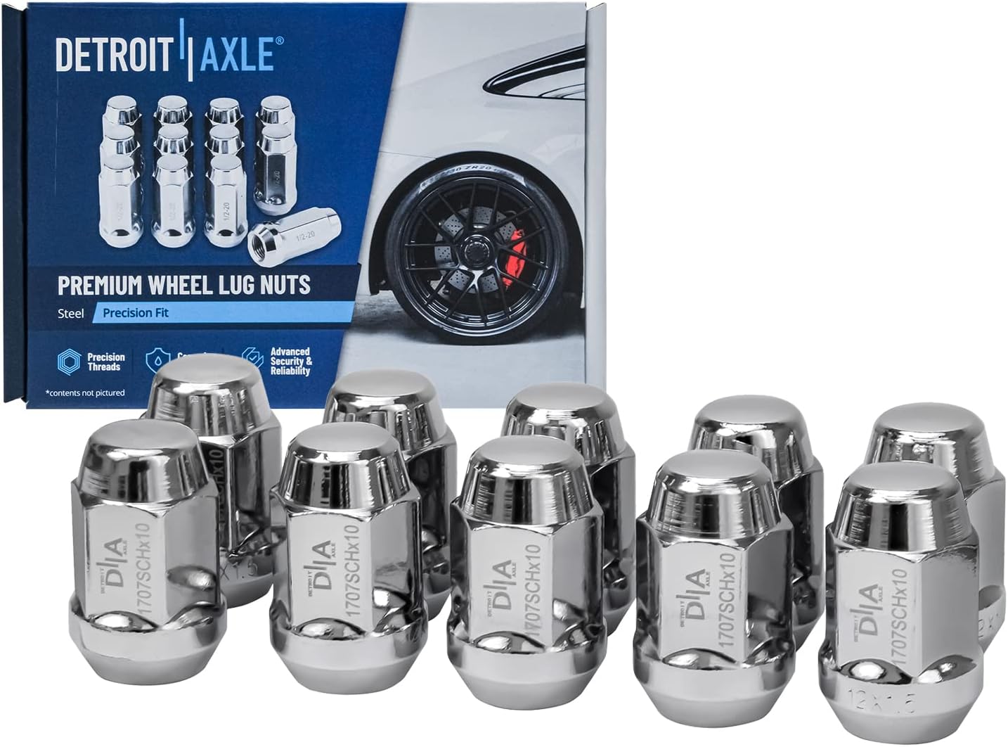 Detroit Axle - Front Drilled Rotors Brake Pads Wheel Hub Bearings w/ 10pc Lug Nuts Replacement for Chevrolet Blazer S10 Oldsmobile Bravada GMC Jimmy Isuzu Sonoma Hombre - 16pc Set