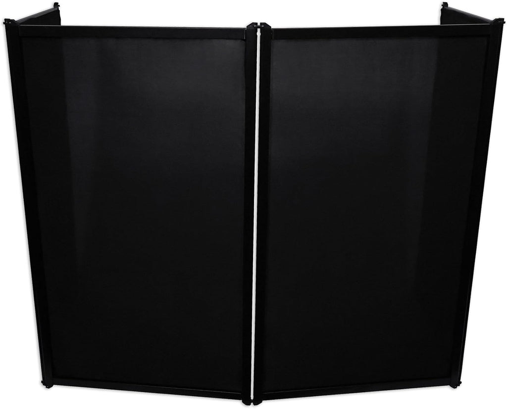 Rockville RFAAB Bundle: 110 in x 47.2 in DJ Event Facade Lightweight Frame Booth with Bag & Scrims, RLS2400 Lightweight Folding DJ Laptop Stand with Extra Shelf & Travel Bag, 2-Items