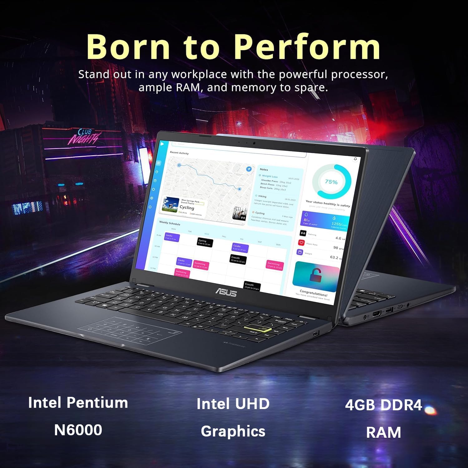 ASUS Vivobook go 14' FHD Laptop, Intel Pentium N6000 (Up to 3.30GHz), 4GB RAM, 64GB eMMC, Thin & Light, NumberPad, Webcam, HDMI, Wi-Fi, Win 11 Home in S Mode (Renewed)