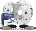 Detroit Axle - Rear Brake Kit for 2005-2023 Chrysler 300, 2009-2023 Dodge Challenger 2006-2023 Charger 2005-2008 Magnum, Drilled & Slotted Brake Rotors and Ceramic Brakes Pads Replacement