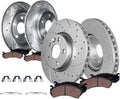 Detroit Axle - 8pc Brake Kit for 2012 2013 2014 2015 Land Rover Range Rover Evoque, Drilled and Slotted Disc Brake Rotors Ceramic Brakes Pads Replacement: 11.81' inch Front and 11.88' inch Rear Rotor