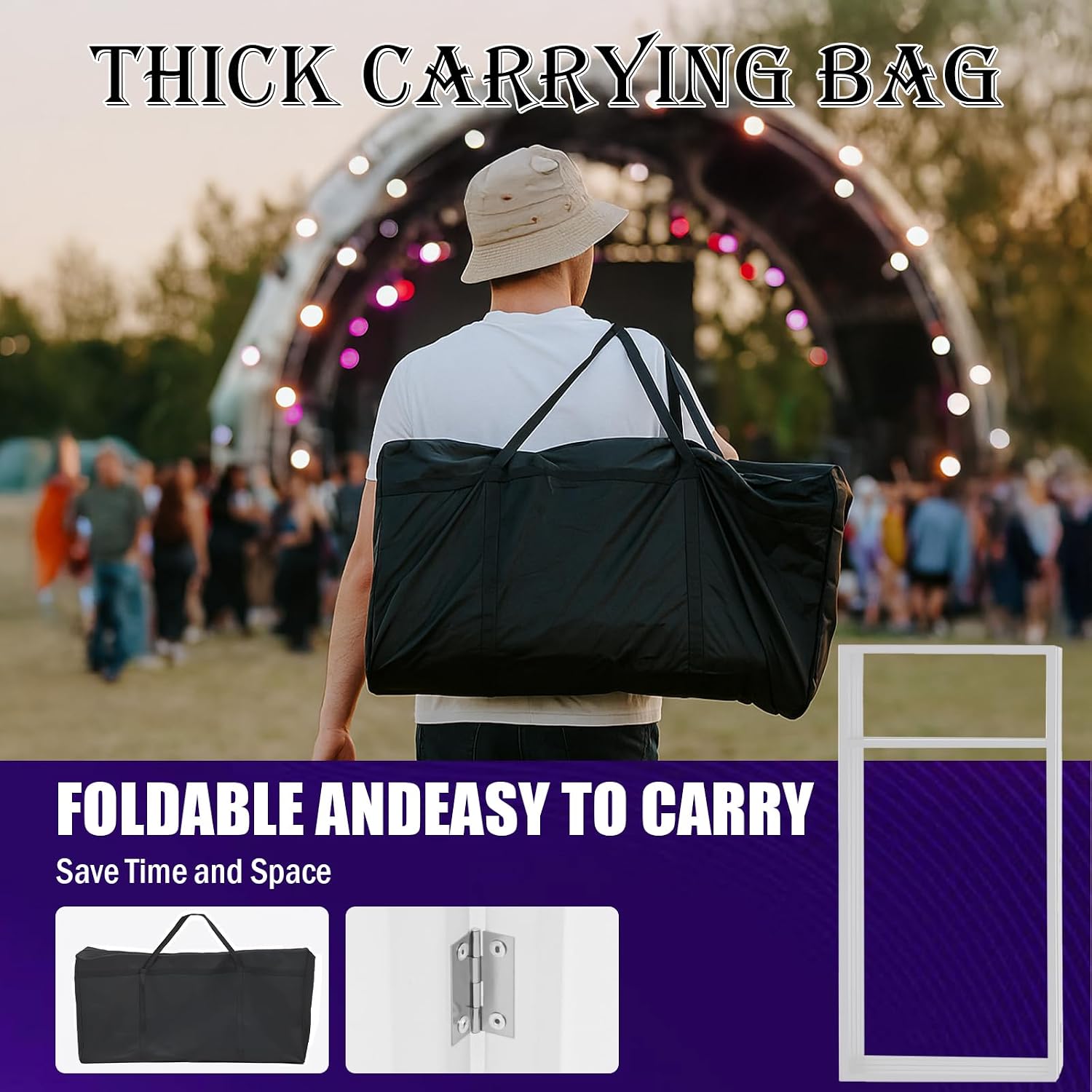 Portable DJ Booth Facade,DJ Table,Heavy-Duty DJ Table Stand Portable Booth,Iron Plate Surface DJ Facade Booth,with Carry Bag & Hook & Cup Holder (41.3'L x 20.4'W x 43.3'H)