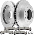 SCITOO Front Discs Brake Rotors and Ceramic Brake Pads fit for Chevy Avalanche 2500/Express 3500/Silverado 2500 HD 3500 HD for GMC Savana 3500 4500/Sierra 2500HD/3500 Classic