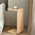 C Shaped End Table, Solid Wood Sofa Side Table for Couch, Bed, and Living Room, Space-Saving Small Snack Table for Bedroom, Office, or Balcony, Wooden Nightstand for Laptop and Narrow Spaces