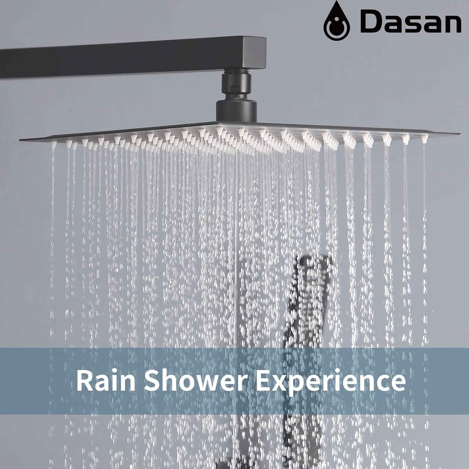 Full Body Rain Shower System with 4 Body Shower Jets & 12'' Wall Mount Rainfall Shower Head & Handheld, DASAN Multi Shower Head System Matte Black Rain Shower Faucets sets Combo with Rough-in Valve