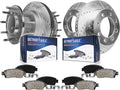 Detroit Axle - Brake Kit for 2013-2022 Ford F-350 Super Duty Rear Wheel Drive [DRW] Drilled Slotted Disc Brake Rotors Brakes Pads: 14.29' inch Front & Rear Rotors