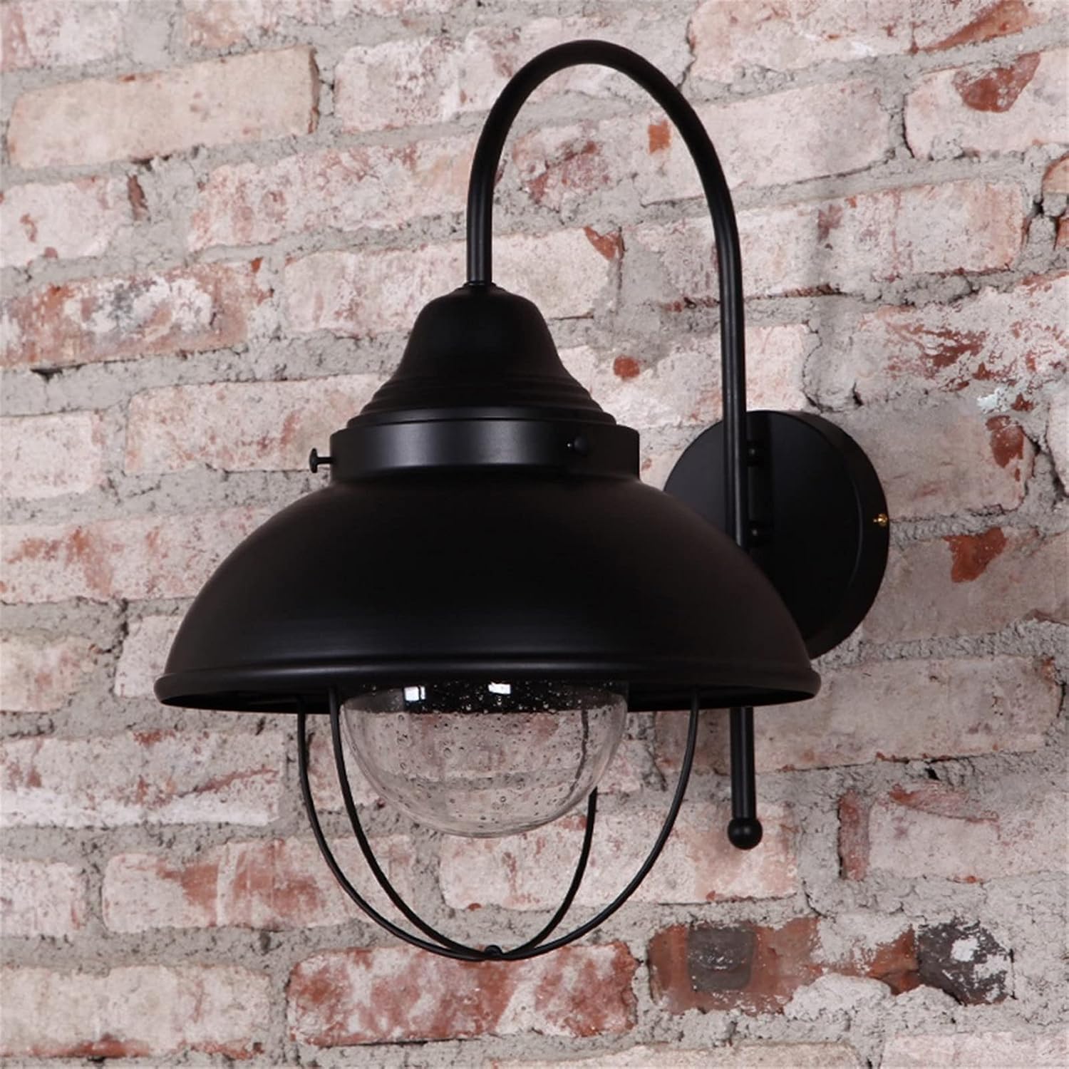 Wall Lights , Modern Wall Sconce, European Wall Light Black Retro Loft Glass Shade Wall Light Fixture V-intage Industrial Wrought Iron Wall Lamp Corridor Garage E-dison E27 Wall Sconce Barn Lighting