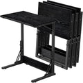 Tatub 24' TV Tray Table Set of 4, Folding C Shaped End Table, Small Sofa Side Laptop Desk for Living Room, Bedroom, Black