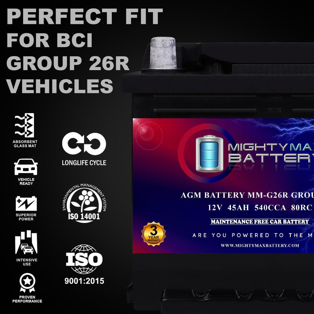 Mighty Max Battery MM-G26R BCI Group 26R 12V 45AH, 80RC, 540 CCA, Rechargeable SLA AGM Battery