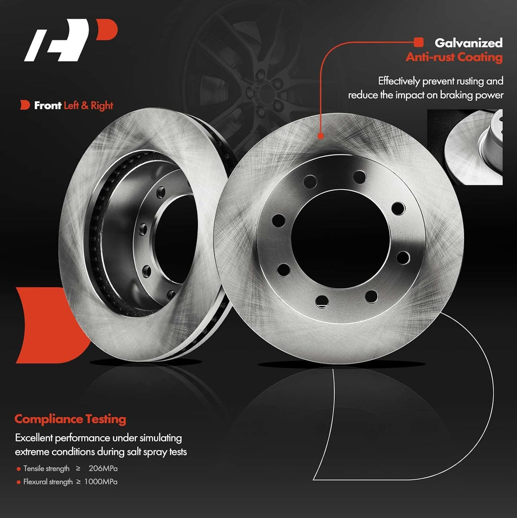 A-Premium Front & Rear Vented Disc Brake Rotors + Ceramic Pads Kit Compatible with Select Ford Models - For F-250 Super Duty/F-350 Super Duty 2005 2006 2007, 12-PC Set