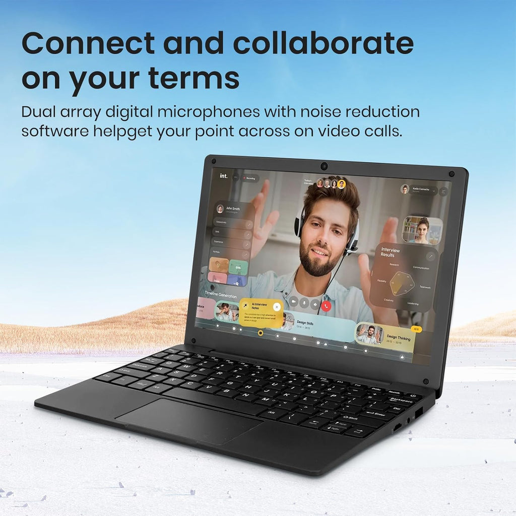 Portable Mini Education Laptop Computer with Celeron N4000 CPU 8GB RAM 256GB SSD HD IPS Screen, Laptop Computer for Learning, Office Work (Black)