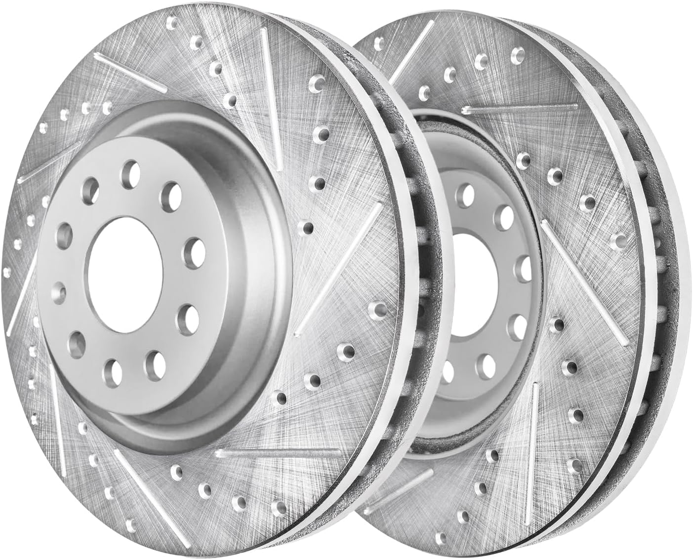 Detroit Axle - Front Brake Kit for Volkswagen Arteon CC Jetta GTI Golf R Audi A3 Quattro Q3 S3, Drilled and Slotted Disc Brake Rotors Ceramic Brakes Pads Replacement: 13.39' inch Rotor