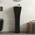 DeerValley Horizon Black Pedestal Sink 11x13 Inch, Modern Ceramic Bathroom Vanity with Overflow for Small Spaces