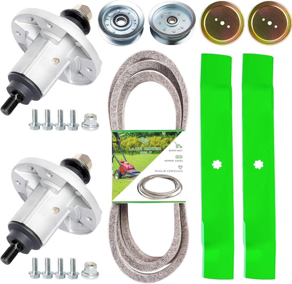 42 inch Mower Deck Rebuild Kit fits Jo hn Dee re 102 105 115 LA100 D120 Includes 2 Spindle GY20867 AUC15811 2 Blade AM141033 1 Be lt GX20072 4 Pulley GY20110 GY20067 GX20367