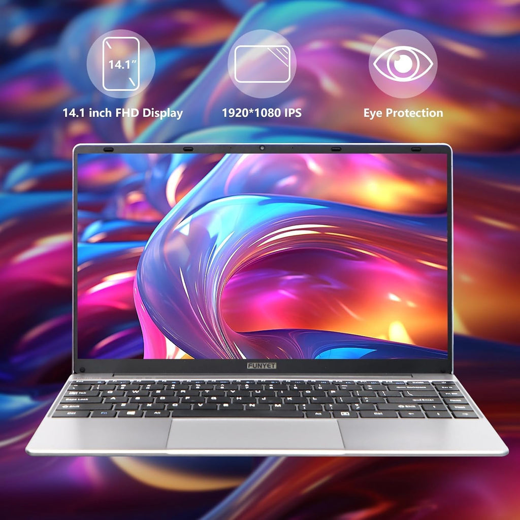 FUNYET Laptop Computer, Gaming Laptops 2026, 14 Inch Lap Top PC Windows 11 Pro, 16GB RAM 512GB SSD, Intel N5095 Processor(up to 2.9 GHz), Office 365, for Business and Students, 2-Year Warranty