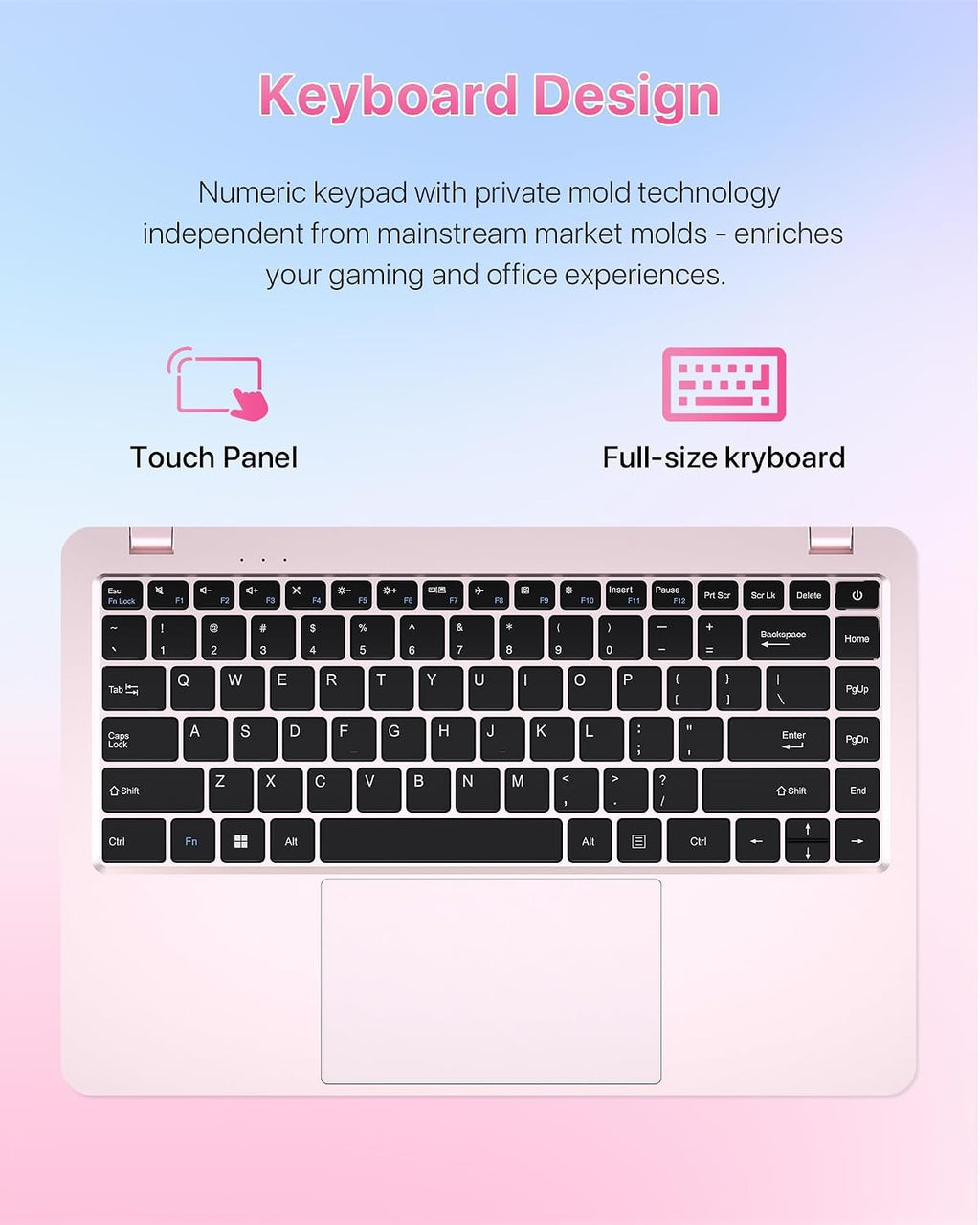 2026 Pink Laptop, Pentium Gold 6500Y Processor(Up to 3.4 GHz),16GB RAM 512GB SSD,14 Inch FHD IPS Display, 5000mAh Battery,Type-C